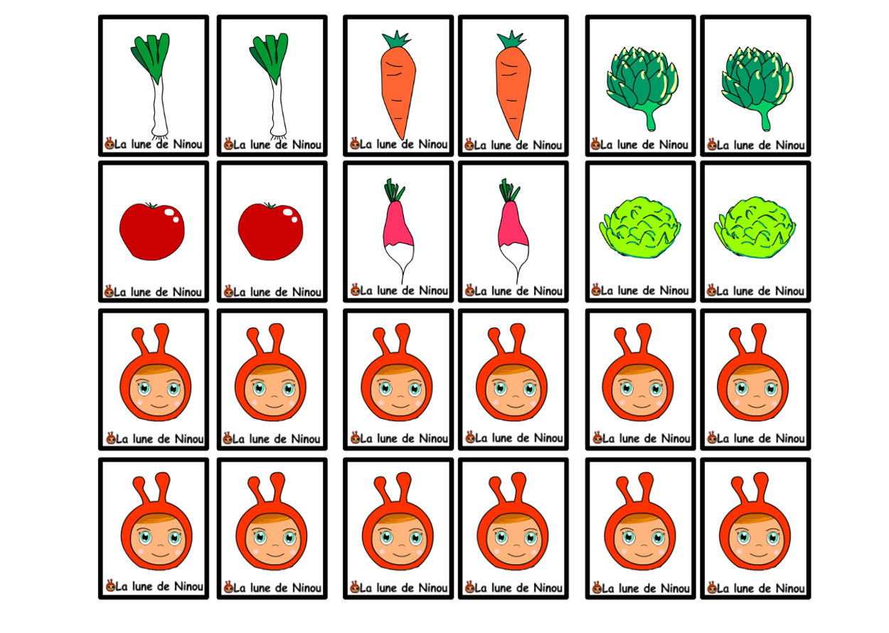 jeu de memoire cartes identiques Memory Jeux pour enfants sur Memory des légumes