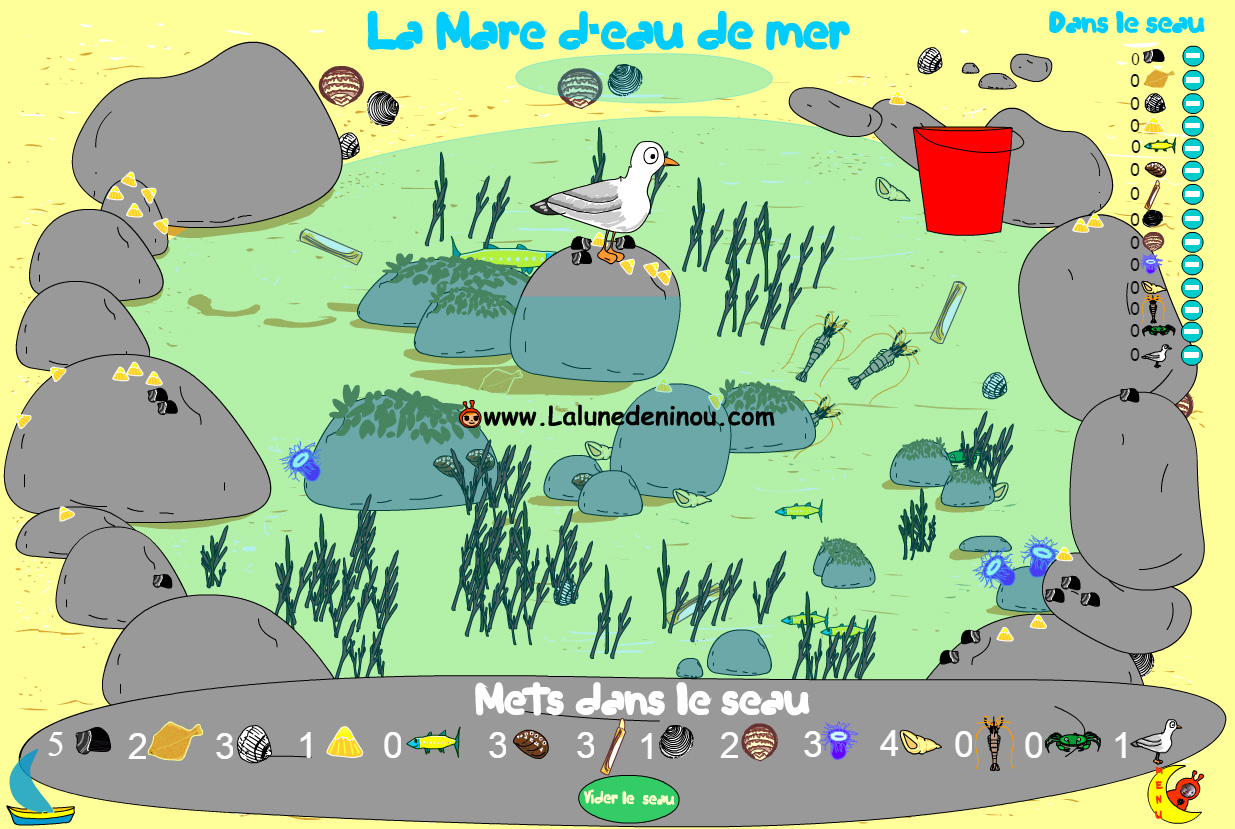 La mare de mer pêche coquillages et crustacés - Jeux pour enfants sur